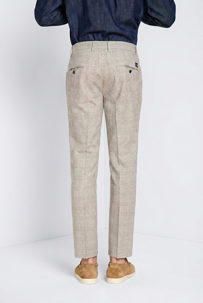 Torino pantalon chino homme imprimé Prince de Galles avec fil foncé slim fit