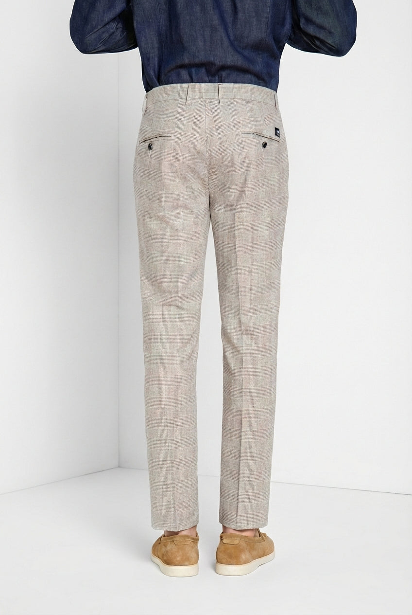 Torino pantalon chino homme imprimé Prince de Galles avec fil foncé slim fit