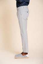 Torino men's chino pants in blue yarn-dyed houndstooth micro-pattern slim fit