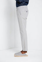 Torino Hose Chino Herren aus garngefärbtem Hahnentritt-Mikromuster blau slim fit