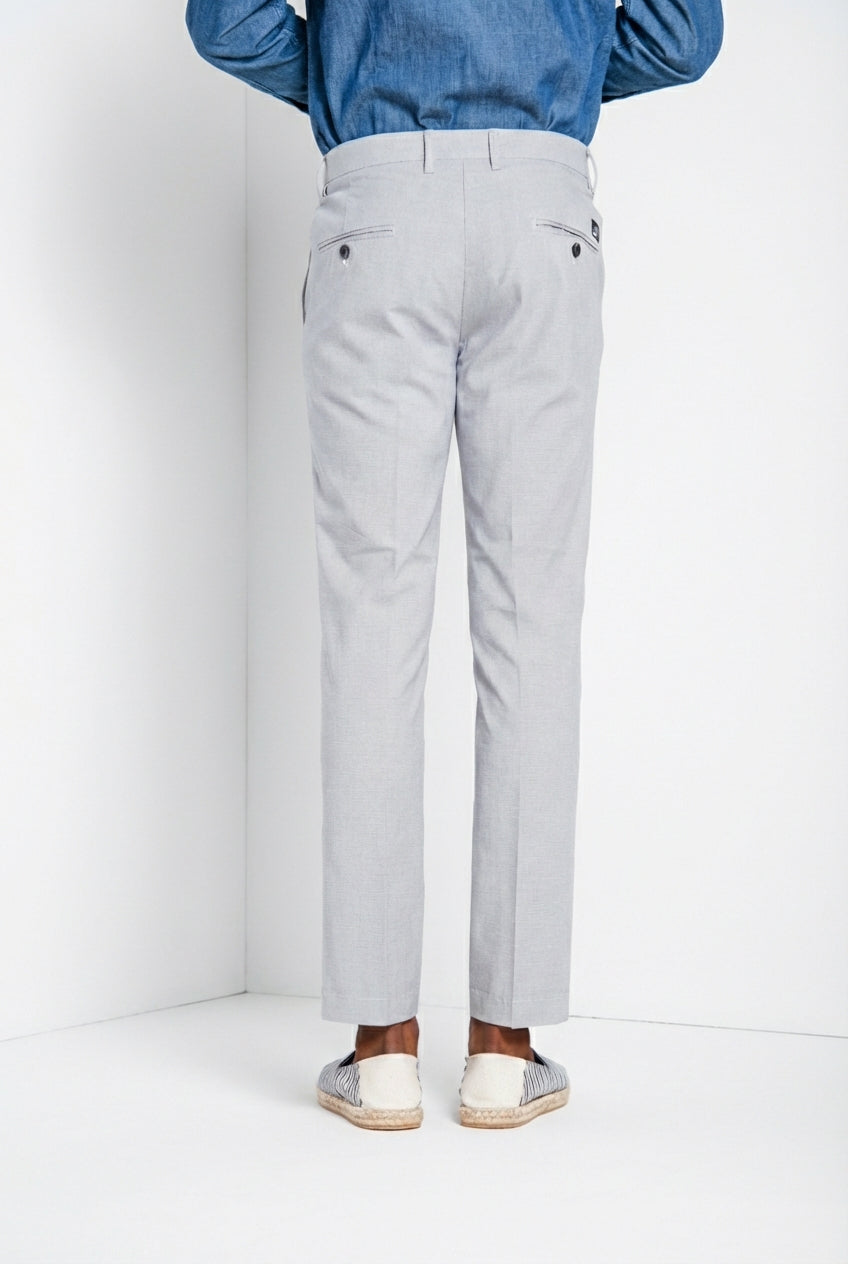 Torino pantalon chino homme en micro-motif pied-de-poule teint en fil bleu slim fit