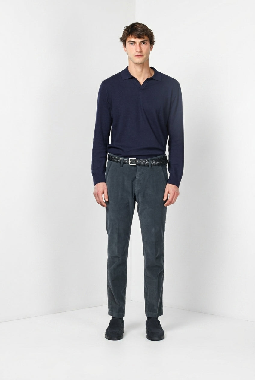 Torino pantalón chino de hombre en pana 1000 rayas, slim fit ①