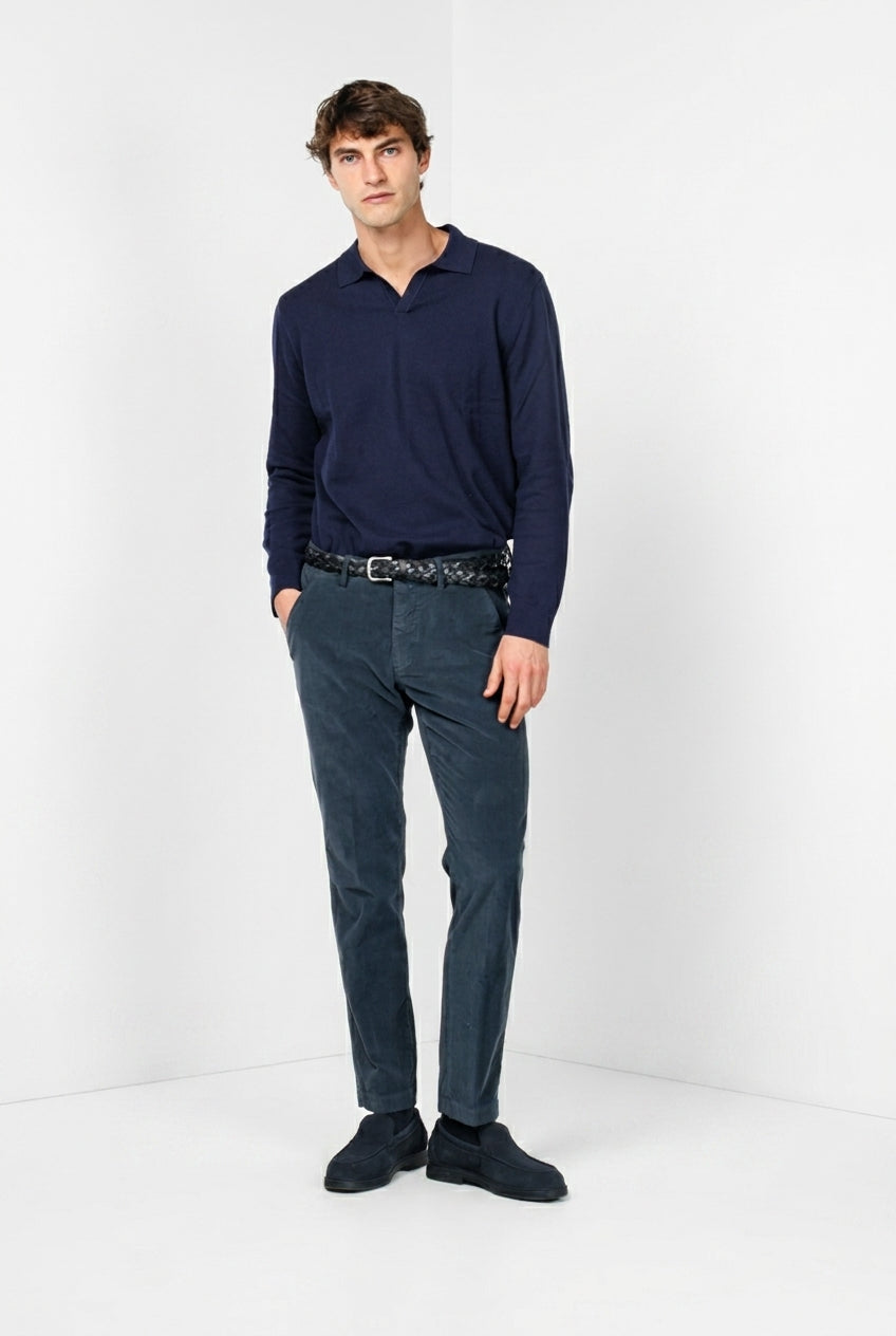 Torino pantalón chino de hombre en pana 1000 rayas, slim fit ①