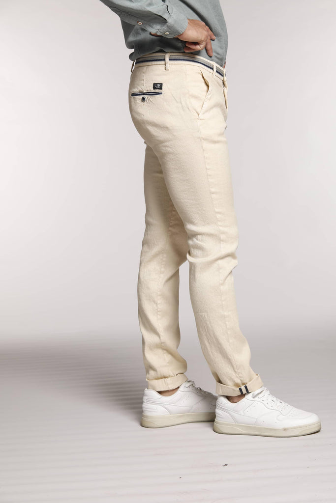 Torino Oxford man chino pants in linen and cotton with ribbon slim - Mason's US