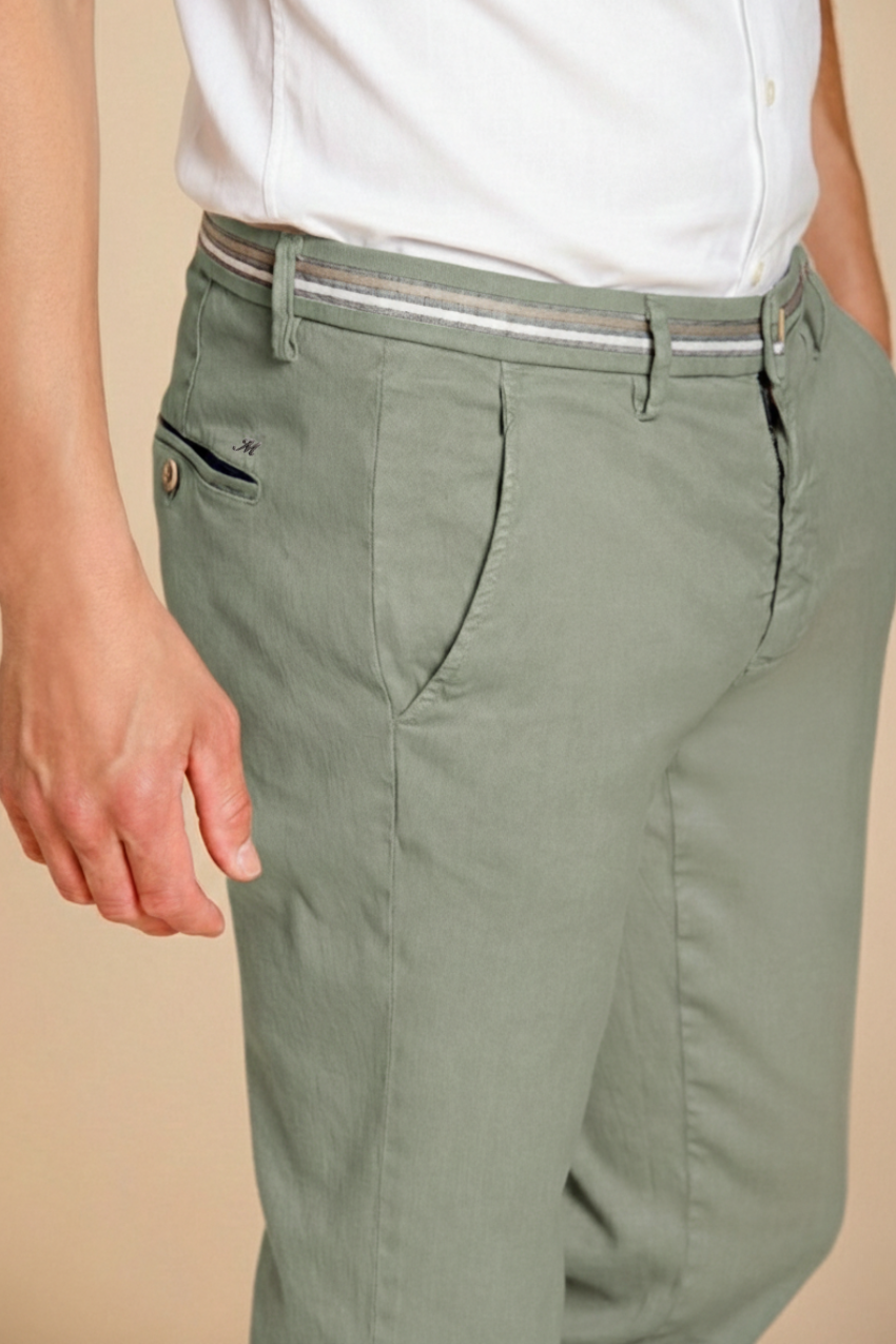 Torino Oxford men's chino pants in linen and cotton twill slim fit