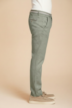 Torino Oxford men's chino pants in linen and cotton twill slim fit