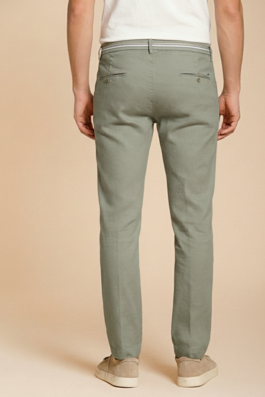 Torino Oxford men's chino pants in linen and cotton twill slim fit