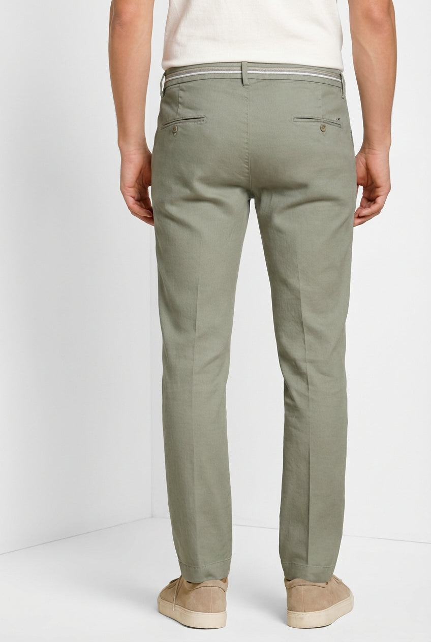 Torino Oxford pantalon chino homme en twill de lin et coton slim fit