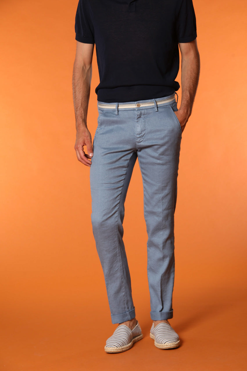 Torino Oxford pantalone chino uomo in twill di lino e cotone slim fit