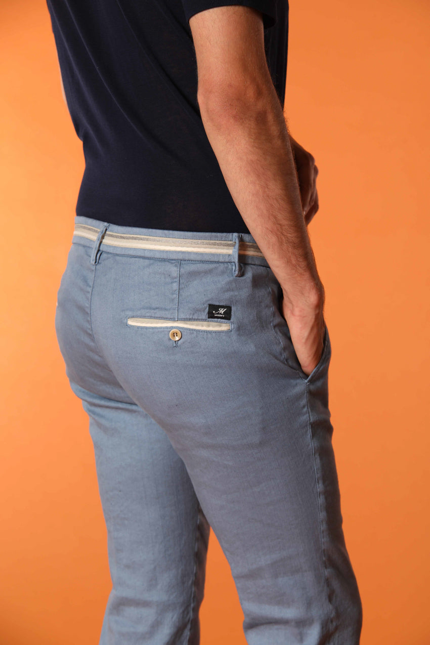  Torino Oxford pantalón chino hombre en sarga de lino y algodón slim fit