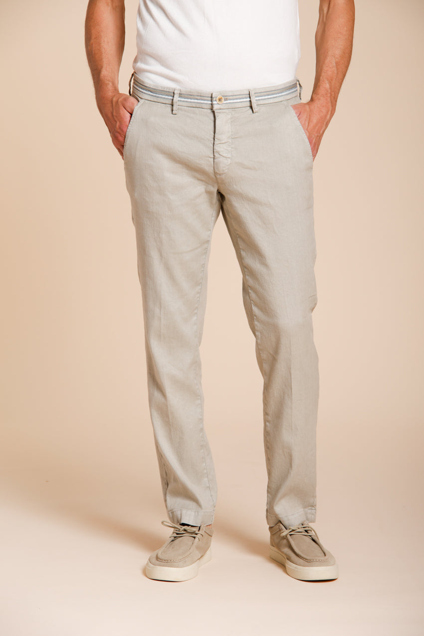 Torino Oxford pantalón chino hombre en twill de lino y algodón slim fit