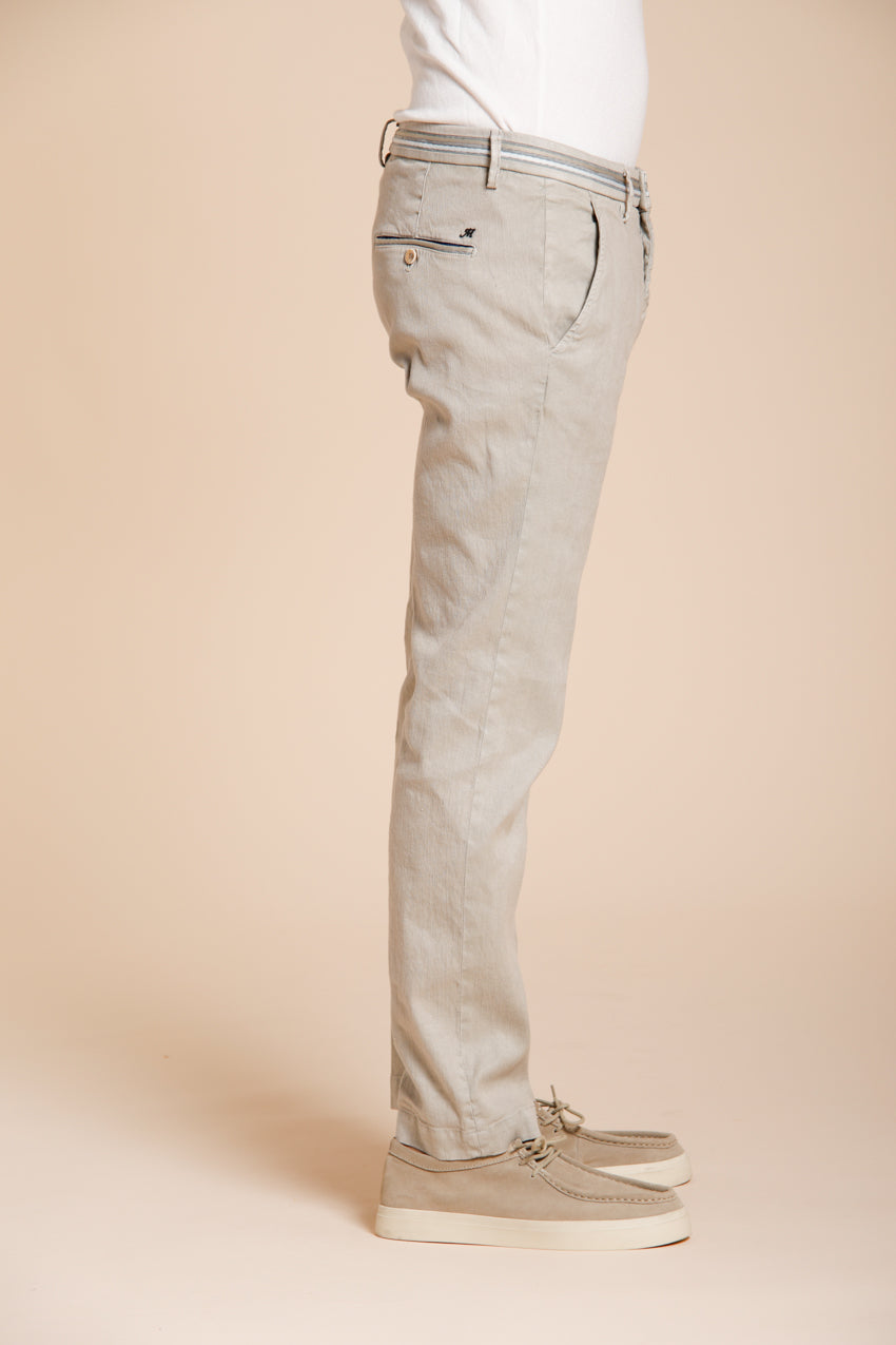Torino Oxford pantalón chino hombre en twill de lino y algodón slim fit