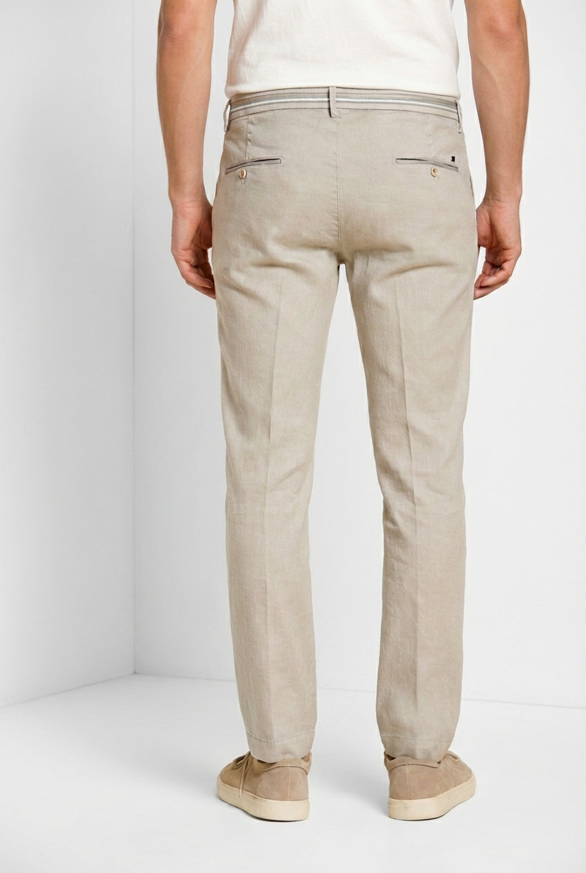 Torino Oxford Herren Chinohose aus Twill aus Leinen und Baumwolle slim fit