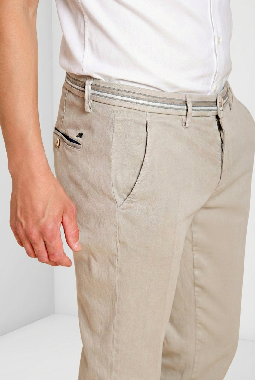 Torino Oxford Herren Chinohose aus Twill aus Leinen und Baumwolle slim fit