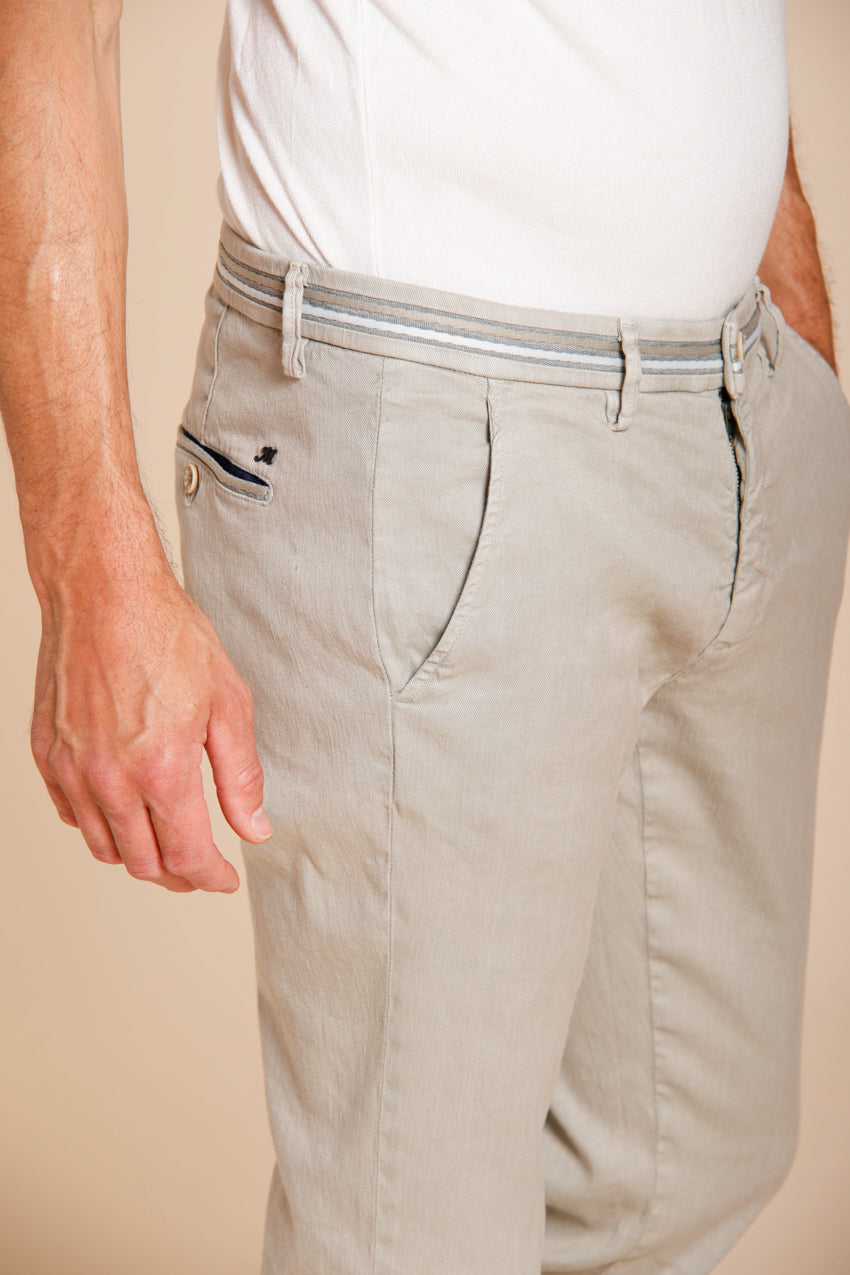 Torino Oxford pantalón chino hombre en twill de lino y algodón slim fit