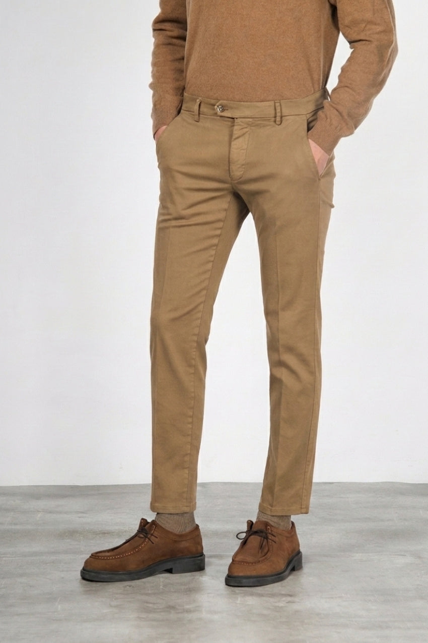 Torino Flex pantalone chino uomo in raso slim fit ①
