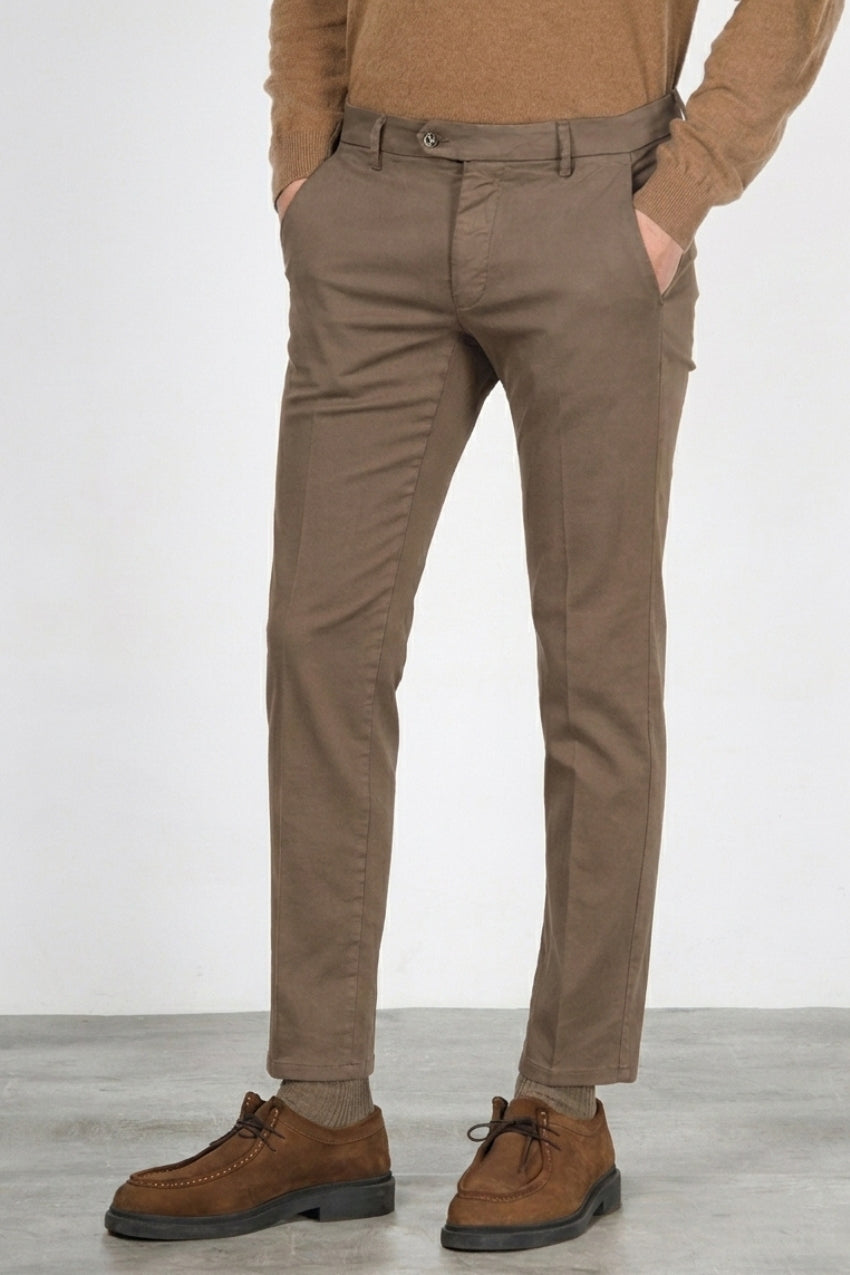 Torino Flex pantalone chino uomo in raso slim fit ①