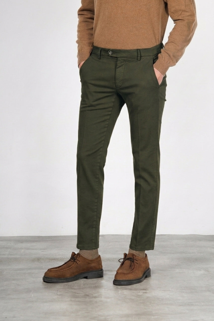 Torino Flex pantalone chino uomo in raso slim fit ①