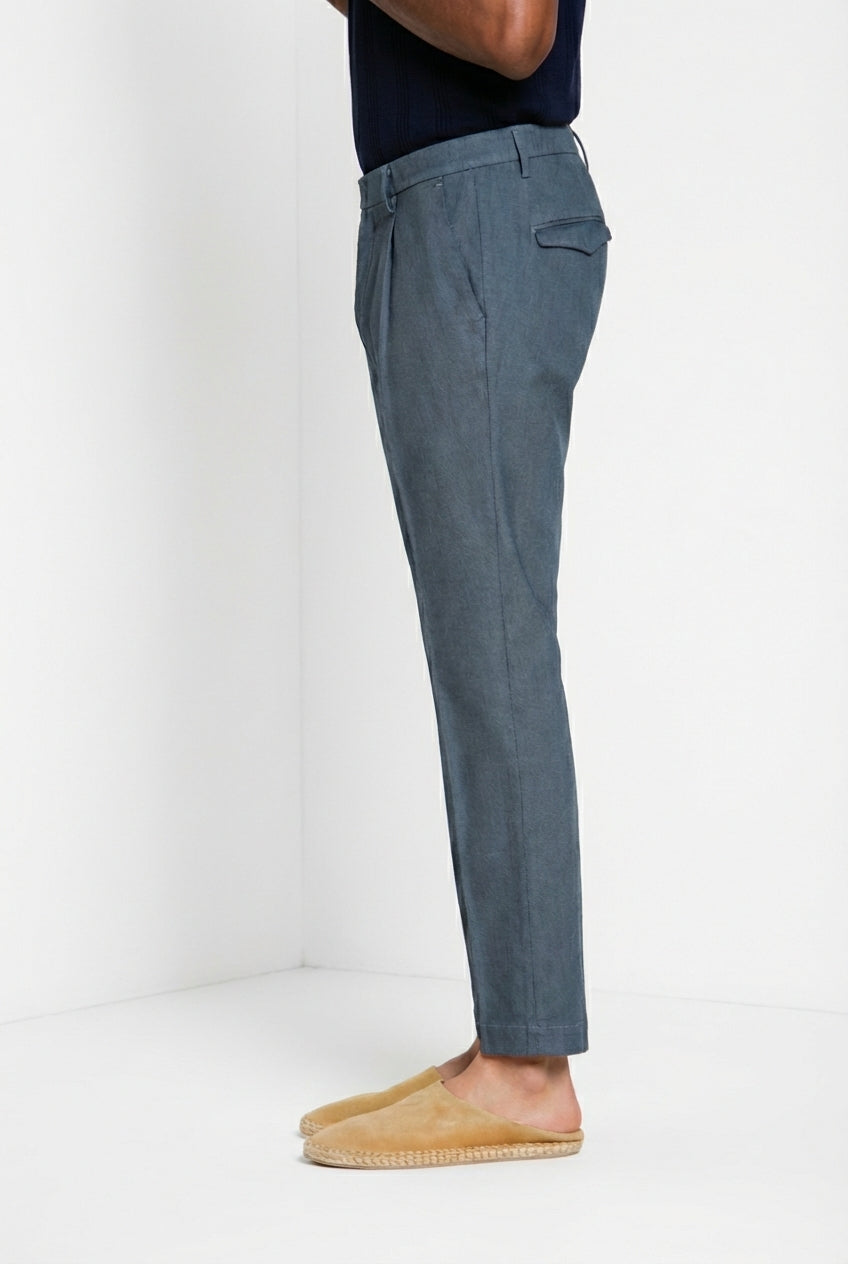 Torino 1 Pinces Flex men’s chino pants in Prestige cotton bird’s eye weave slim fit