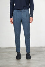 Torino 1 Pinces Flex pantalone chino uomo in twill di cotone e cashmere slim fit