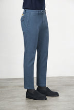 Torino 1 Pinces Flex pantalone chino uomo in twill di cotone e cashmere slim fit
