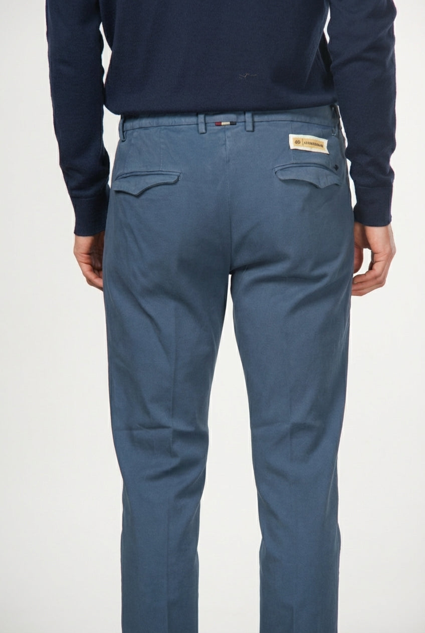 Torino 1 Pinces Flex pantalone chino uomo in twill di cotone e cashmere slim fit