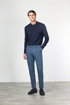 Torino 1 Pinces Flex pantalone chino uomo in twill di cotone e cashmere slim fit