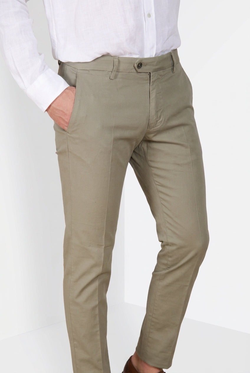 Torino City Icon Flex pantalon chino homme en cavallery de coton et lin stretch slim fit