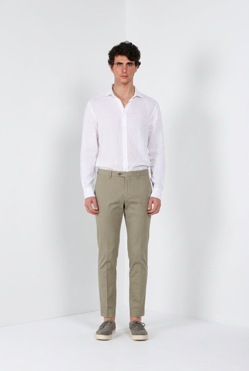 Torino City Icon Flex men's chino pants in stretch cotton and linen cavalry slim fit