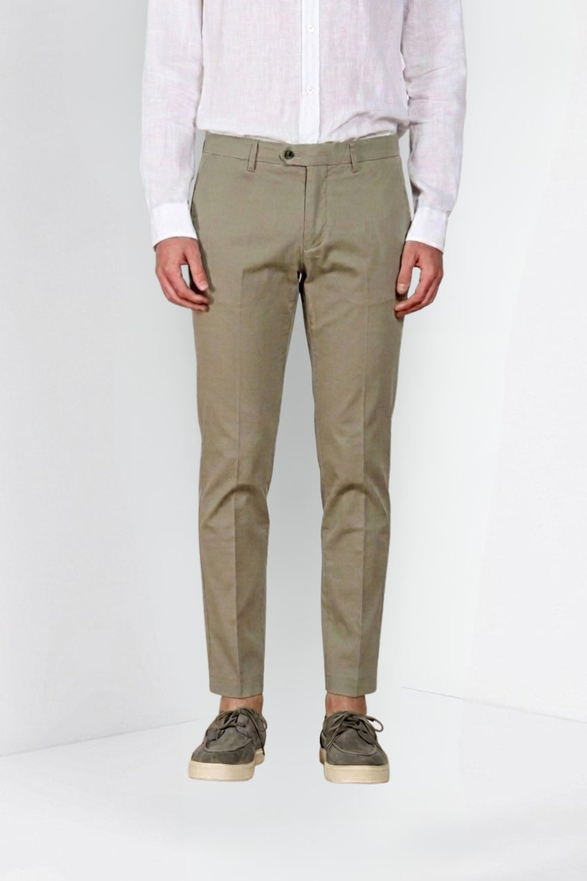 Torino City Icon Flex men's chino pants in stretch cotton and linen cavalry slim fit