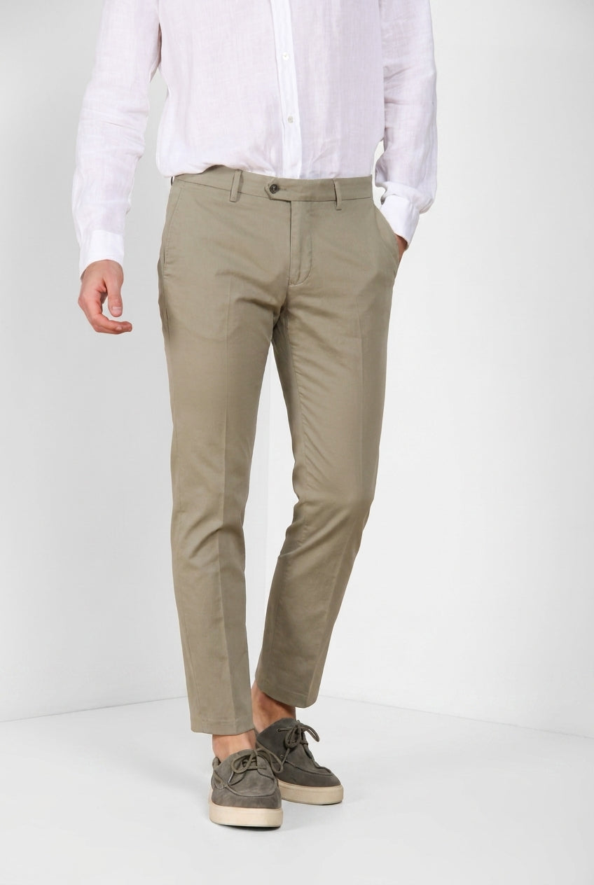 Torino City Icon Flex men's chino pants in stretch cotton and linen cavalry slim fit