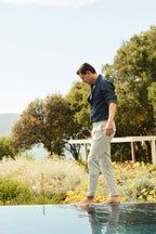 Torino City 1 Pinces pantalón chino hombre con microestampado pata de gallo teñido en hilo slim fit