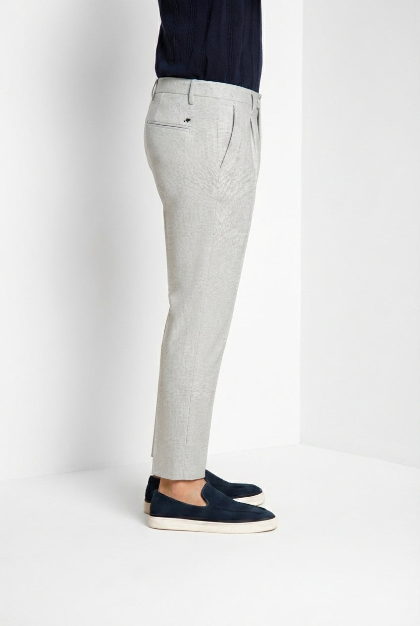 Torino City 1 Pinces men's chino pants in yarn-dyed houndstooth micro-pattern slim fit