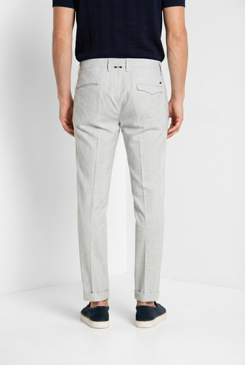 Torino City 1 Pinces pantalón chino hombre con microestampado pata de gallo teñido en hilo slim fit