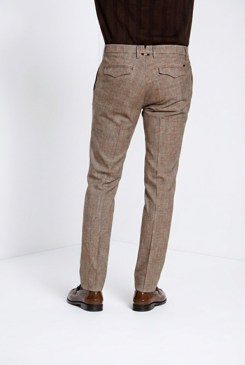 Torino City men's chino pants prince of Wales print slim fit