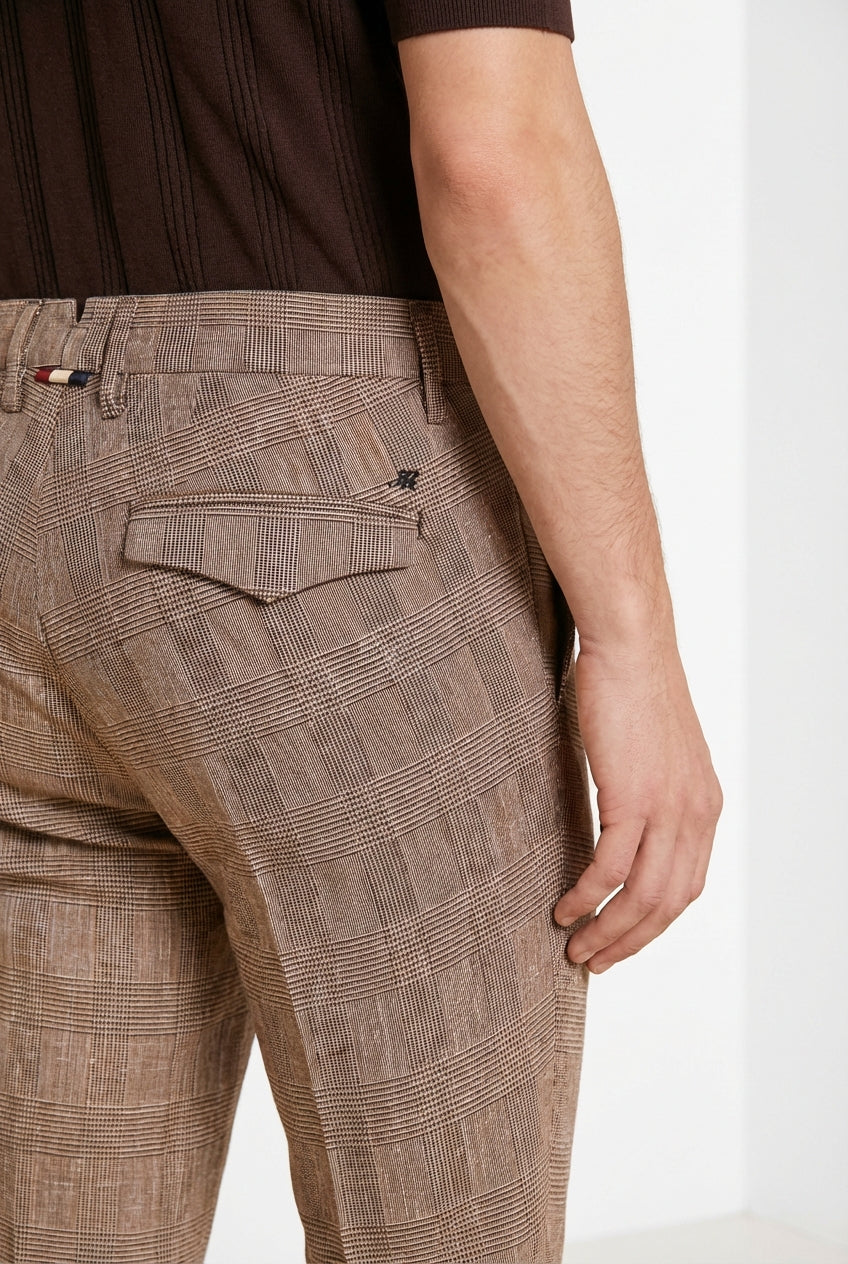 Torino City men's chino pants prince of Wales print slim fit