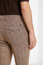 Torino City men's chino pants prince of Wales print slim fit
