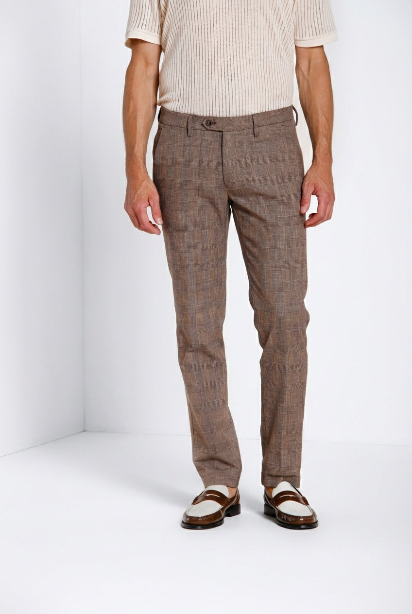 Torino City men's chino pants prince of Wales print slim fit