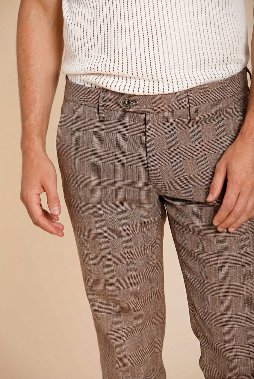 Torino City Hose Chino Herren Glencheck-Muster slim fit