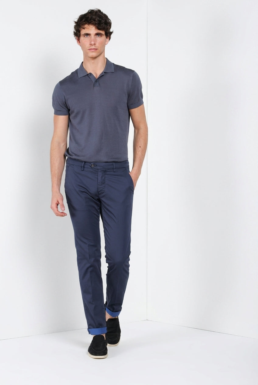 Torino City Travel pantalón chino hombre en raso técnico stretch slim fit