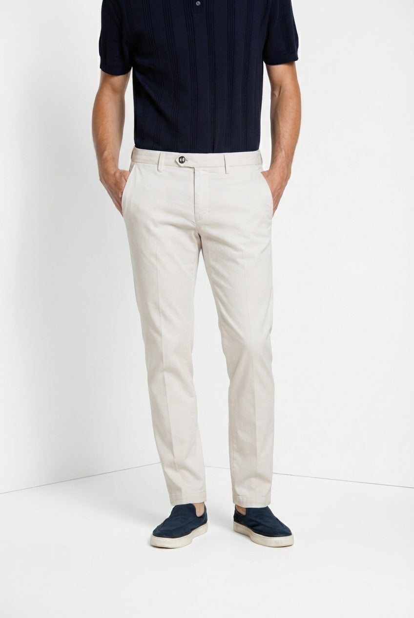 Torino City pantalón chino hombre en satén de algodón y seda slim fit