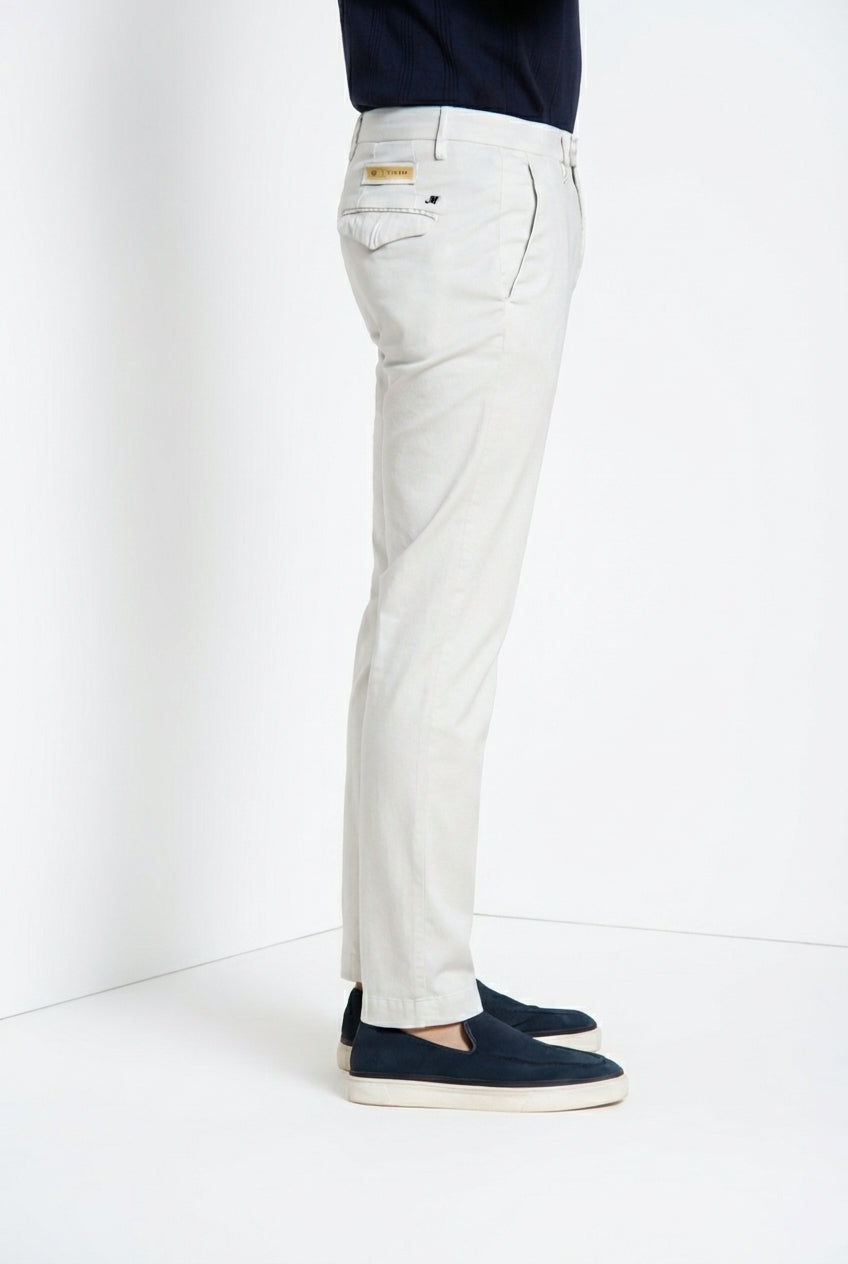 Torino City pantalón chino hombre en satén de algodón y seda slim fit
