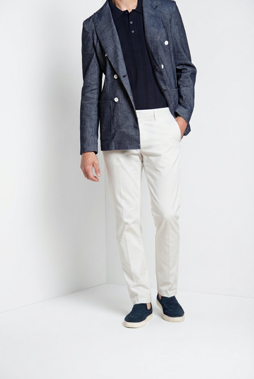 Torino City pantalón chino hombre en satén de algodón y seda slim fit