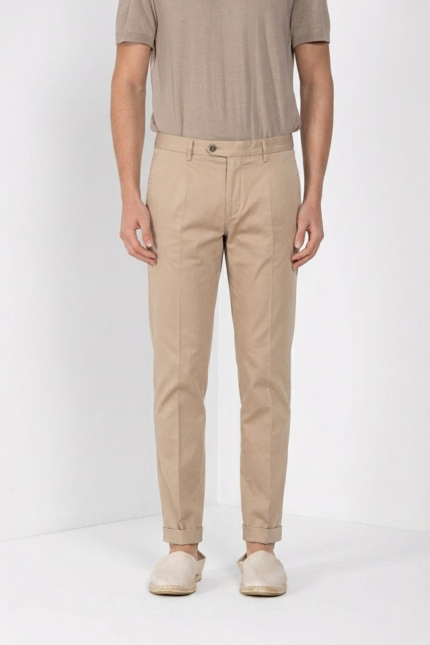 Torino City men's chino pants in cotton and silk satin slim fit