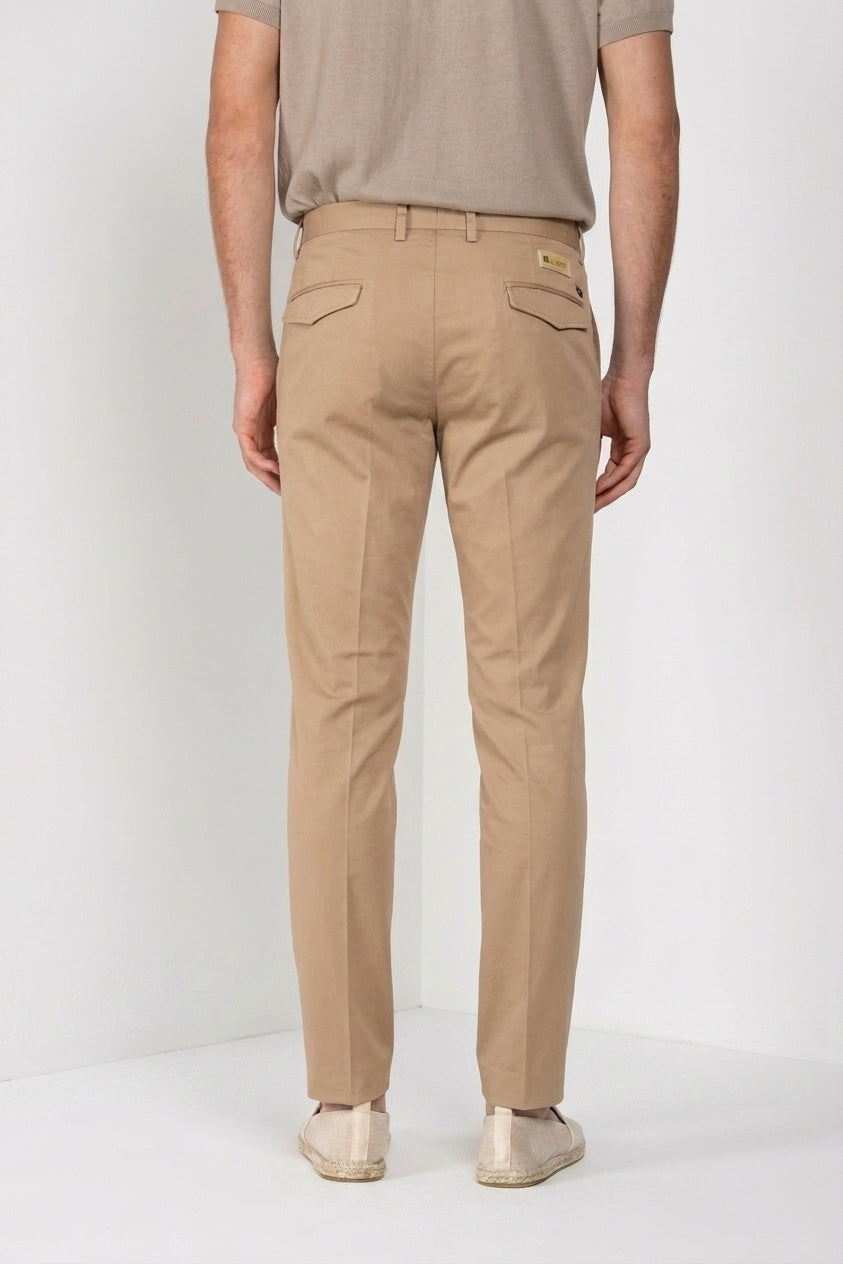 Torino City men's chino pants in cotton and silk satin slim fit