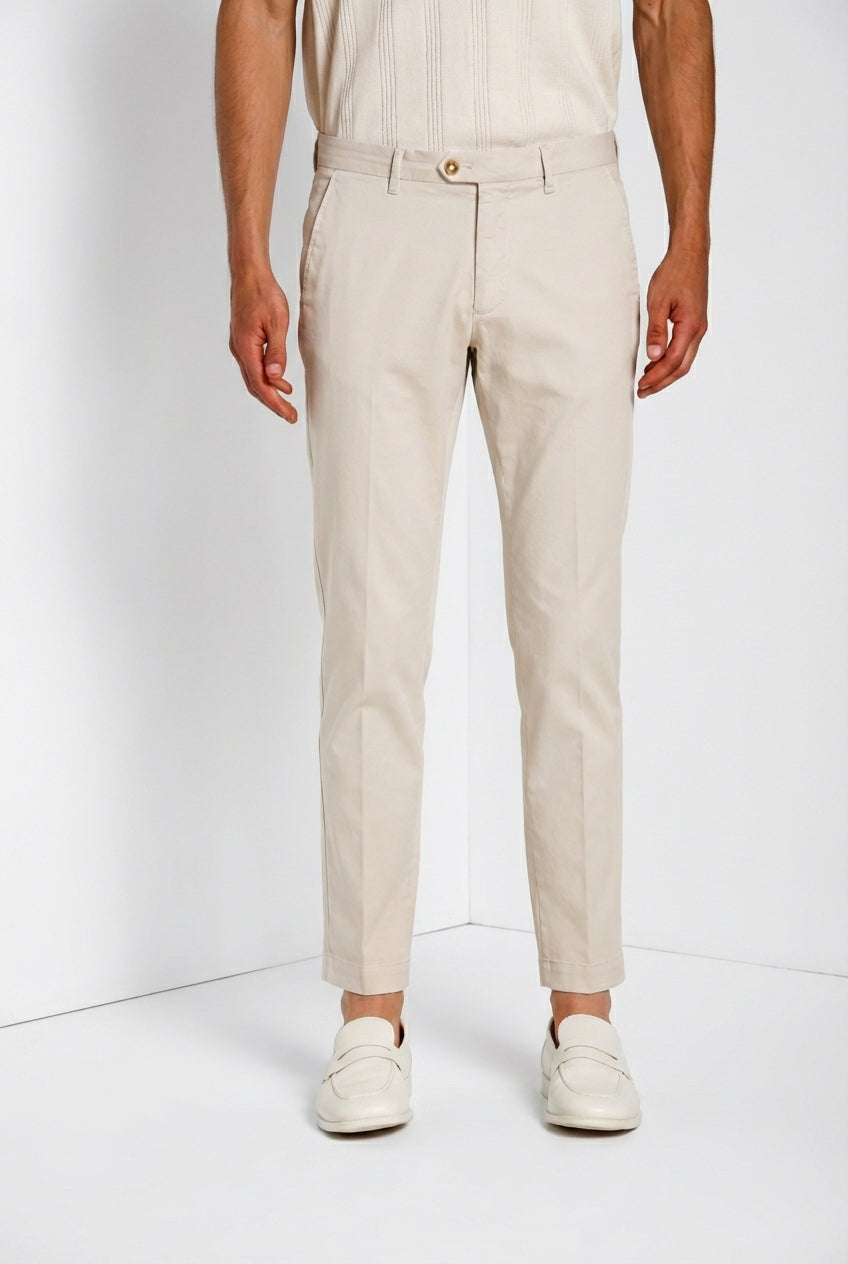 Torino City men's chino pants in fine cotton and lyocell tricot slim fit