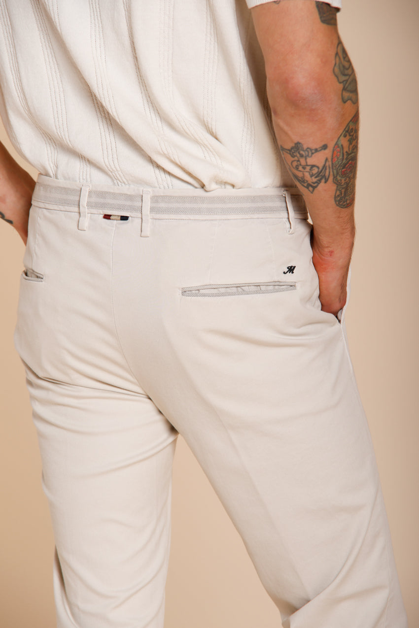 Torino City pantalón chino hombre en tricotina fina de algodón y lyocell slim fit