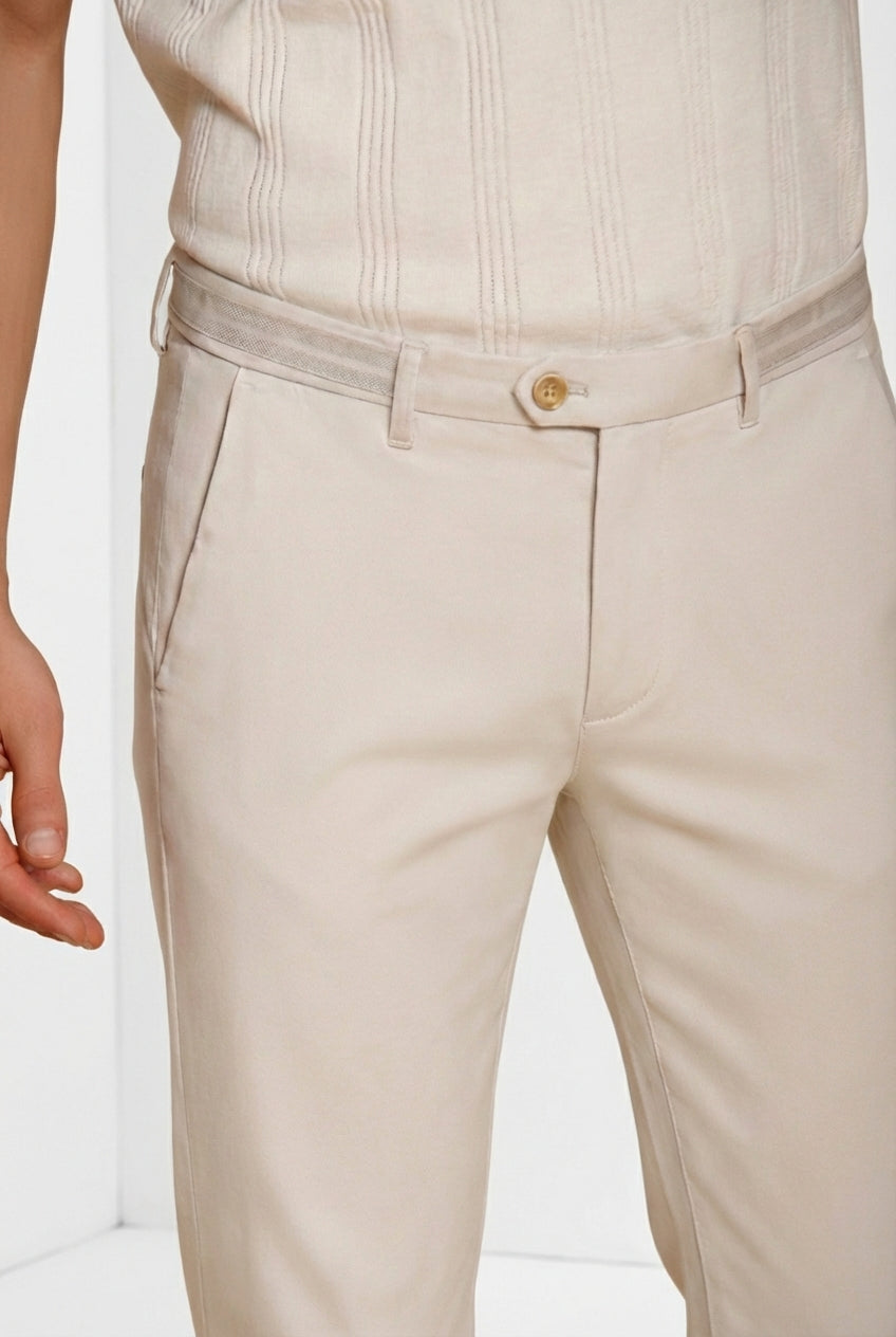 Torino City pantalon chino homme en tricot fin de coton et lyocell slim fit