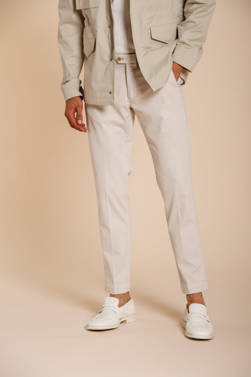 Torino City pantalón chino hombre en tricotina fina de algodón y lyocell slim fit