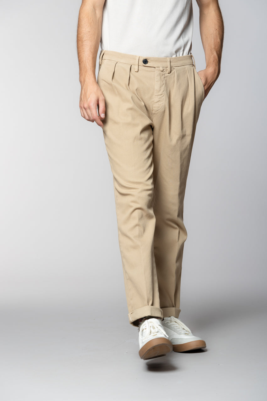 Boston 2 Pinces pantalone chino uomo in tricotina relaxed fit